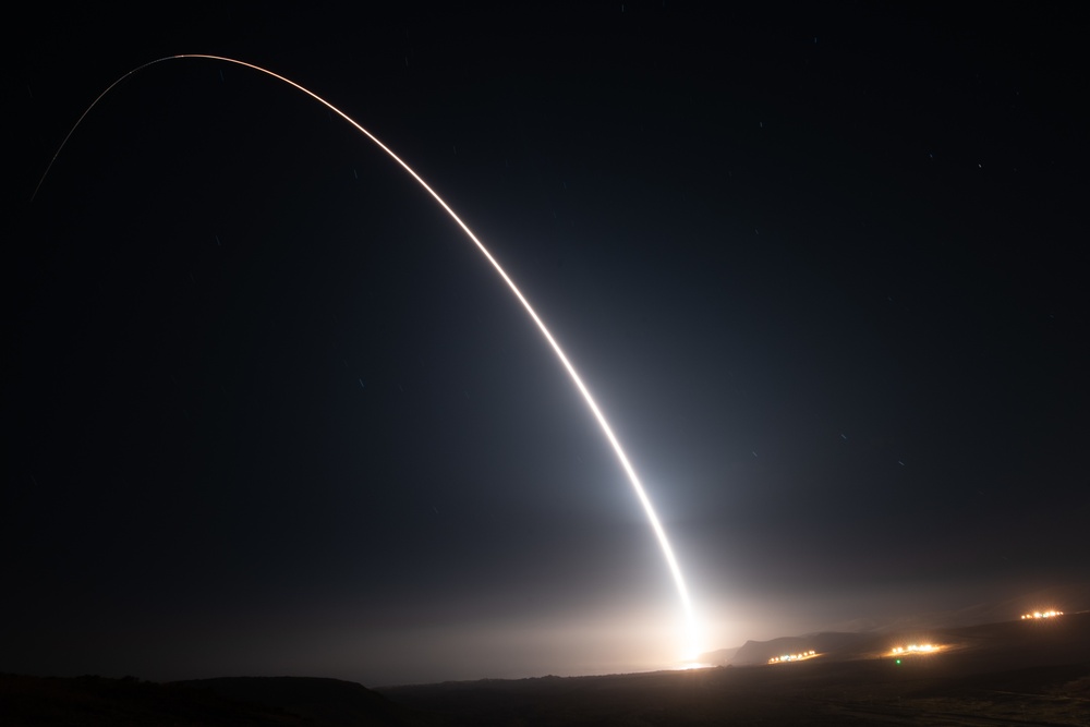 Nighttime trajectory of an unarmed Minuteman III test launch